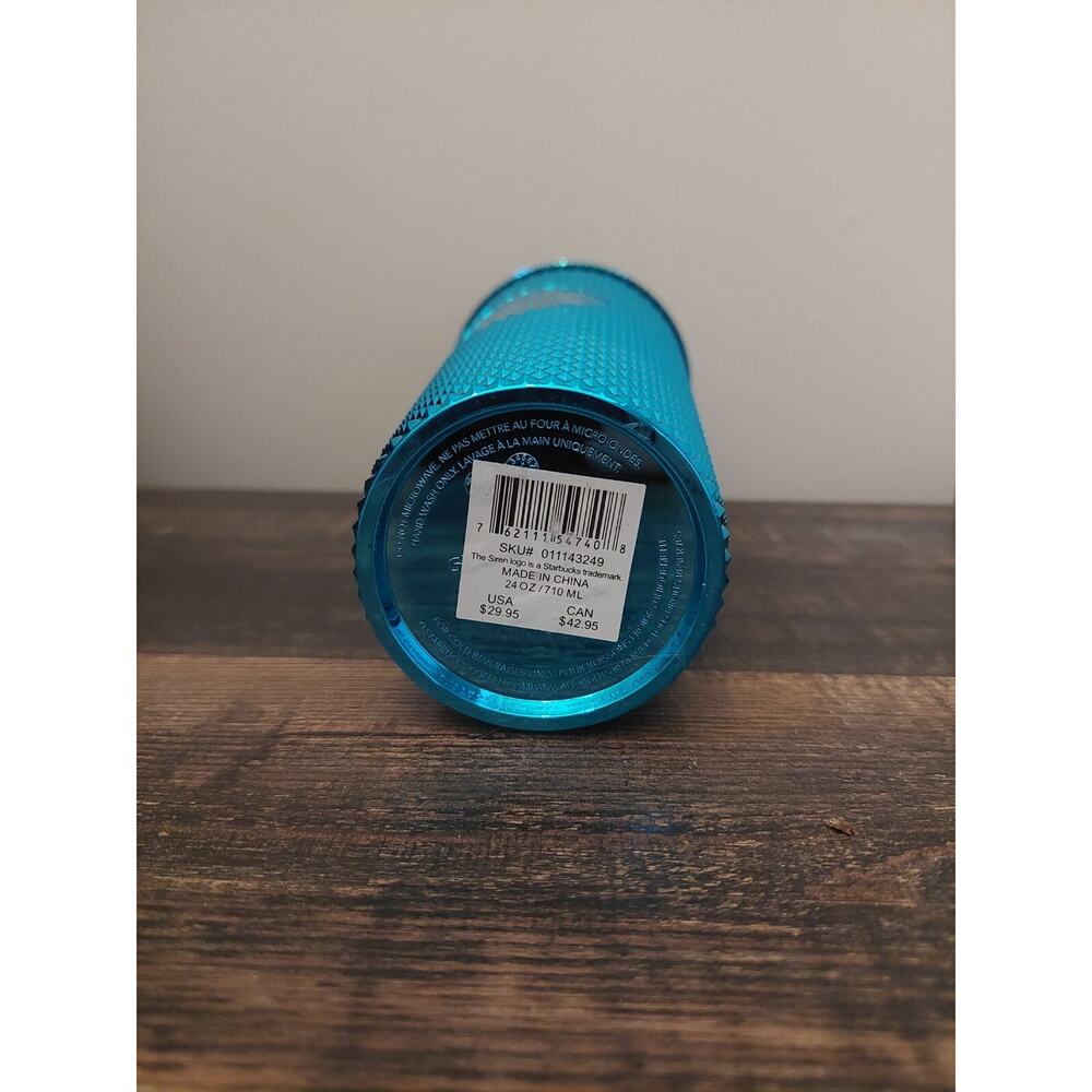 Starbucks 2023 Teal Blue Bling Studded 24 oz. Tumbler Aqua Blue Shiny Brand New - Picture 5 of 7